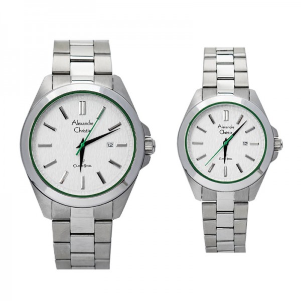 Alexandre Christie AC 8644 Silver White Green Couple